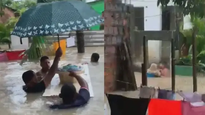 bebê sendo resgatada na bacia